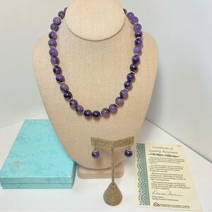 Vintage Amethyst Bead Publisher Clearing House Necklace Earring Set Original Box